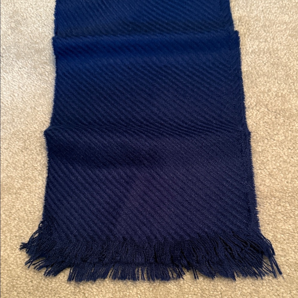 Elegant Blue Scarf with Fringe